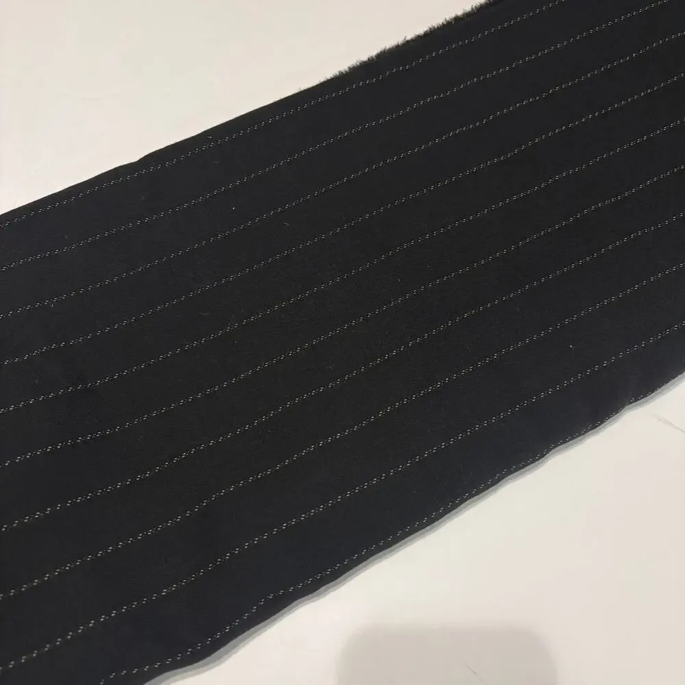Black Wool Pinstripe Fabric 3.75 Yards 60 Wide Suiting No Flaws